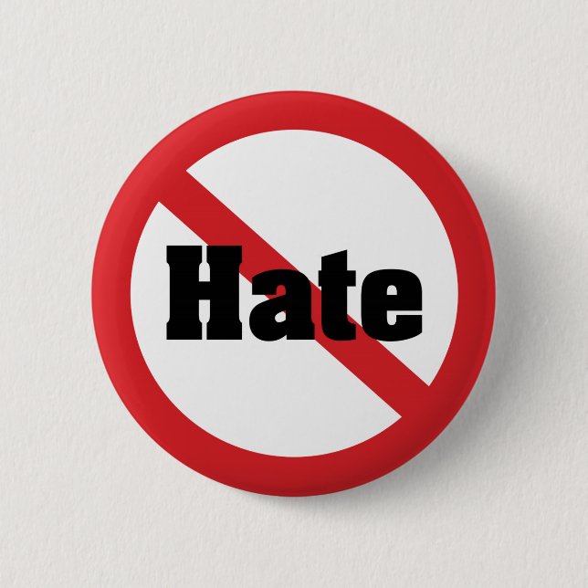 No Hate Pinback Button (Front)