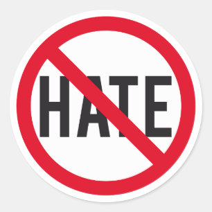 No hate, prohibition sign classic round sticker