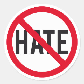 No hate, prohibition sign classic round sticker
