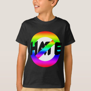 No Hate With Rainbow Colors on Tees, Buttons T-Shirt