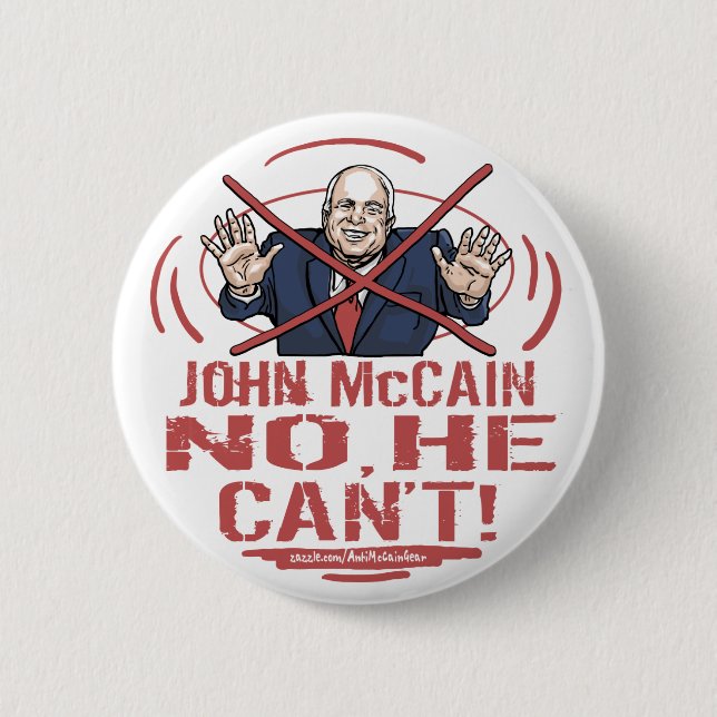 No, He Can't Pinback Button (Front)