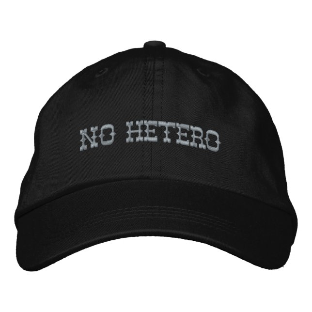 No Hetero Gay Lesbian Bisexual Trans LGBTQIA Pride Embroidered Baseball Cap (Front)