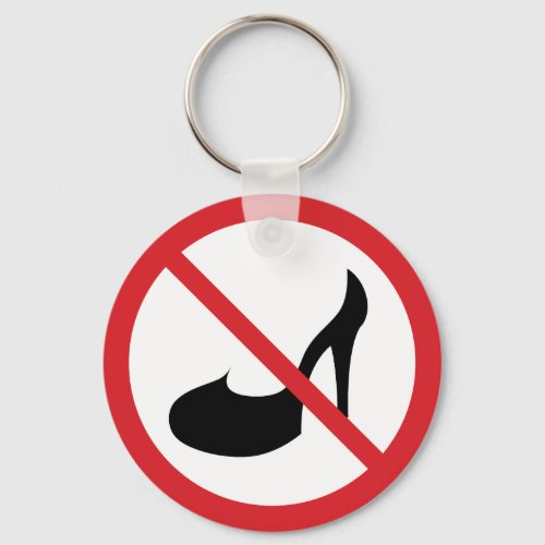 No High Heels Red Prohibition Sign  Meta Keychain