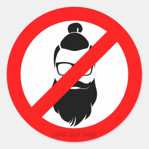No Hipsters or Man Buns Classic Round Sticker