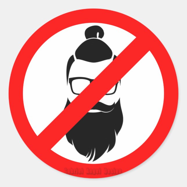 No Hipsters or Man Buns Classic Round Sticker (Front)