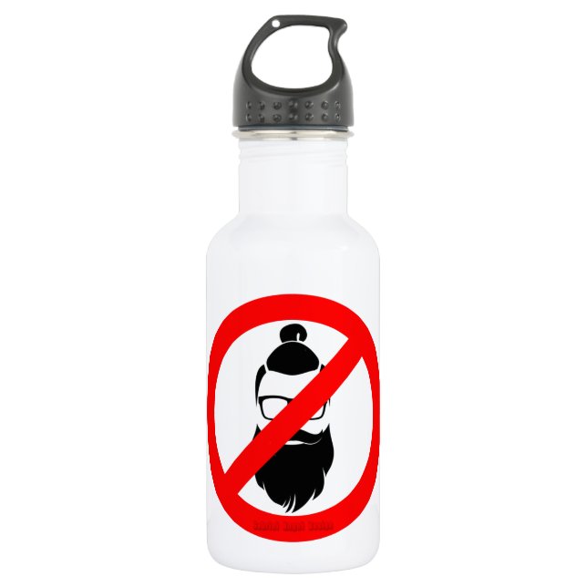 No Hipsters or  Man Buns Water Bottle (Front)