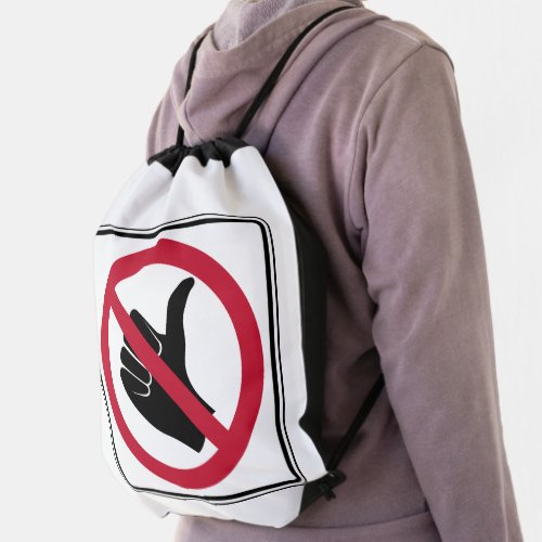 No Hitchhiking Road Sign Drawstring Bag