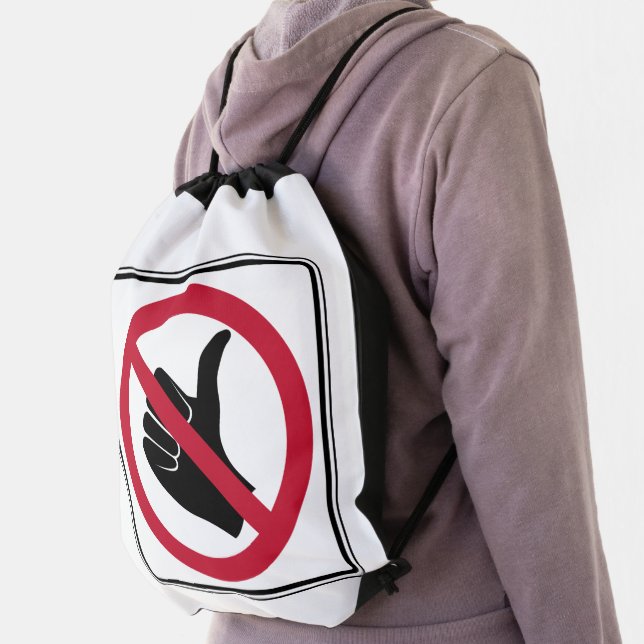 No Hitchhiking Road Sign Drawstring Bag (Insitu)