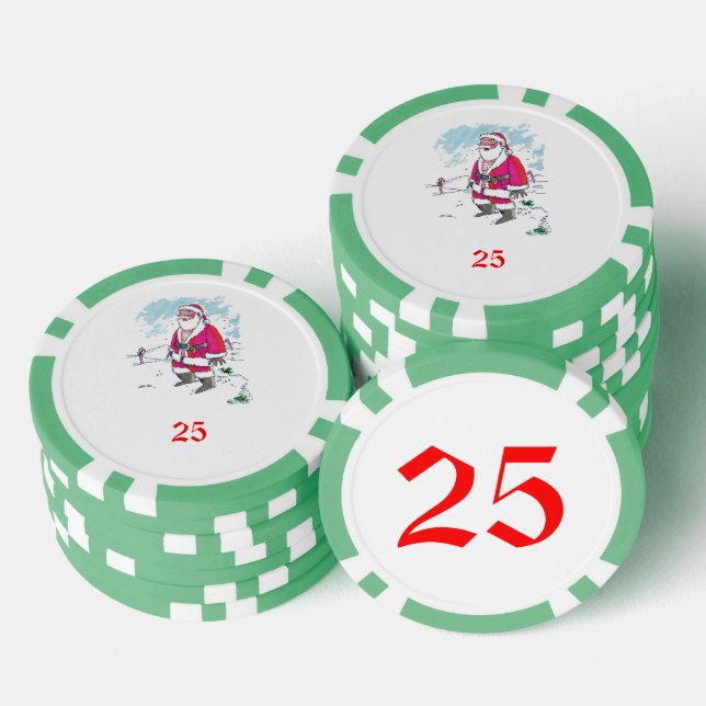 No Ho Ho Ho green 25 striped poker chip (Stack)