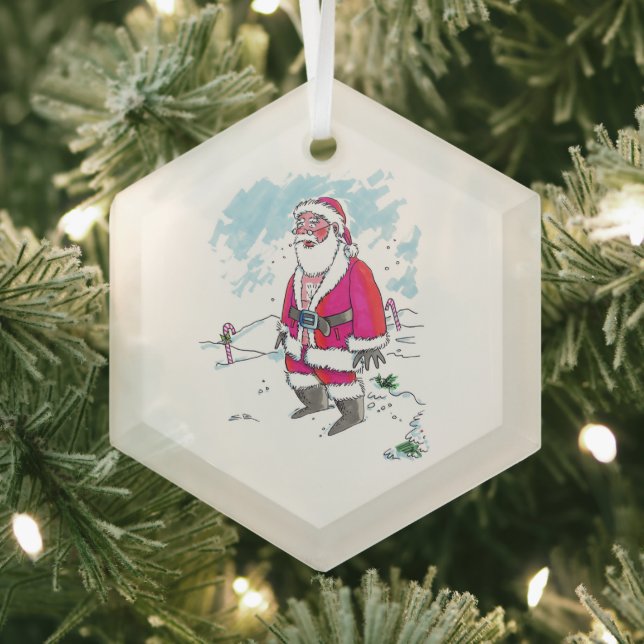 No Ho-Ho-Ho hexagon glass ornament (Insitu)