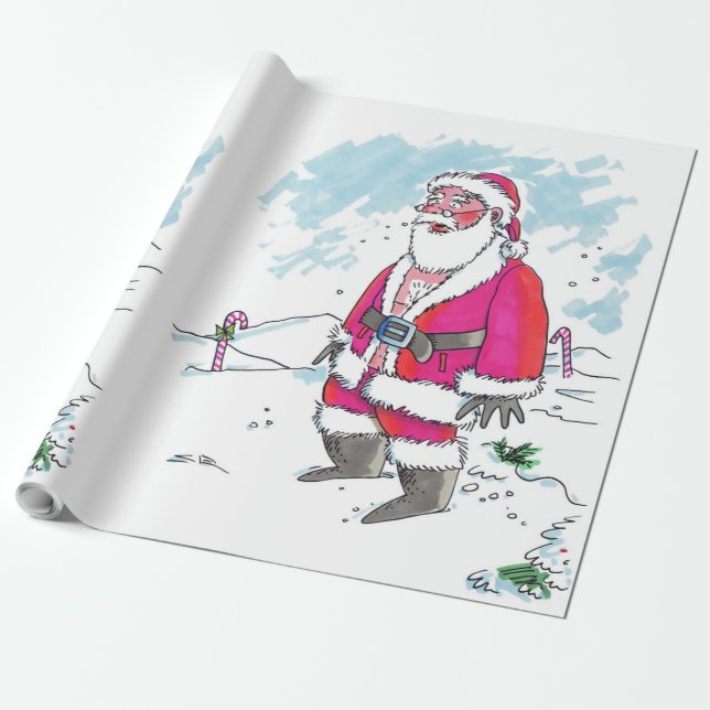 No Ho-Ho-Ho large Santa matte wrapping paper (Unrolled)