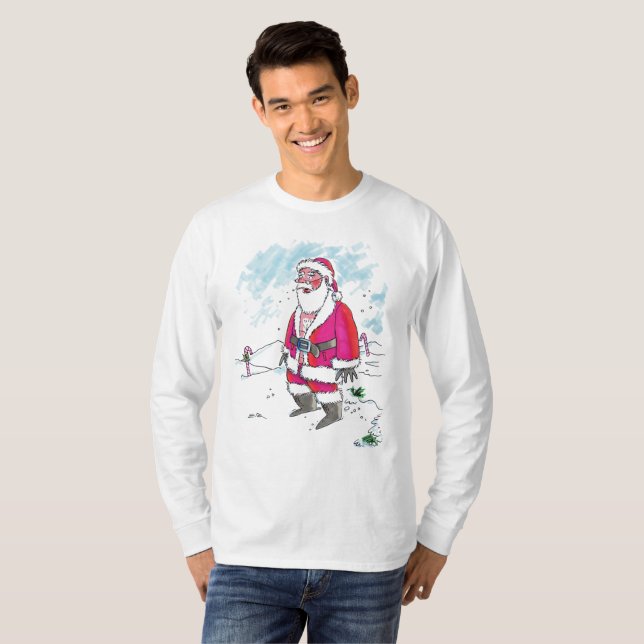 No Ho-Ho-Ho men white long sleeve shirt (Front Full)