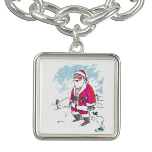 No Ho Ho Ho silver square charm bracelet