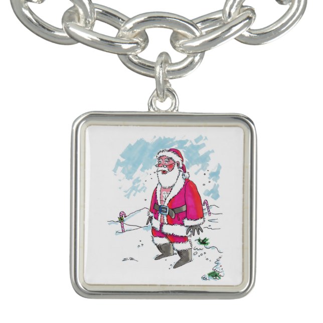No Ho Ho Ho silver square charm bracelet (Design)