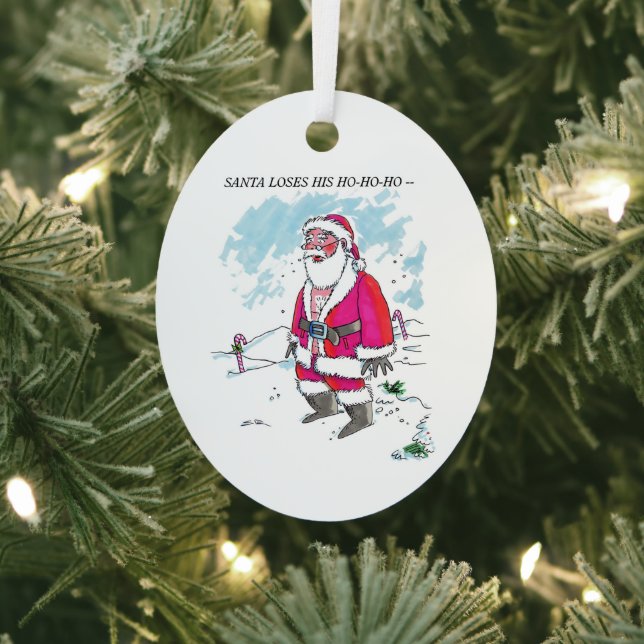 No Ho-Ho-Ho w text oval metal ornament (Insitu)