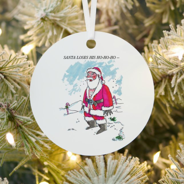 No Ho-Ho-Ho w text round metal ornament (Insitu)