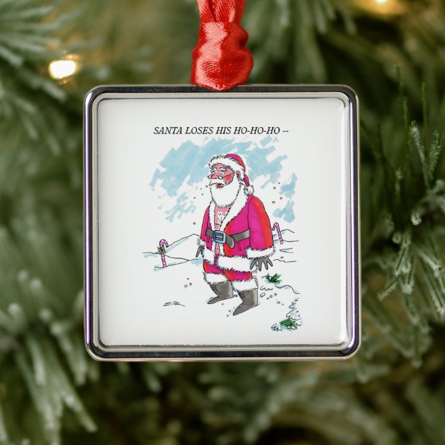 No Ho-Ho-Ho w text square premium ornament (Tree)