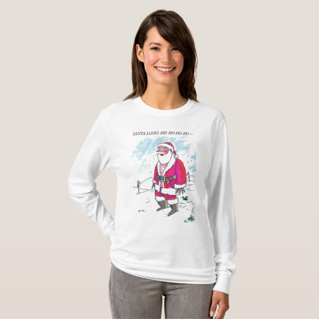 No Ho Ho Ho w text women white long sleeve shirt (Front Full)