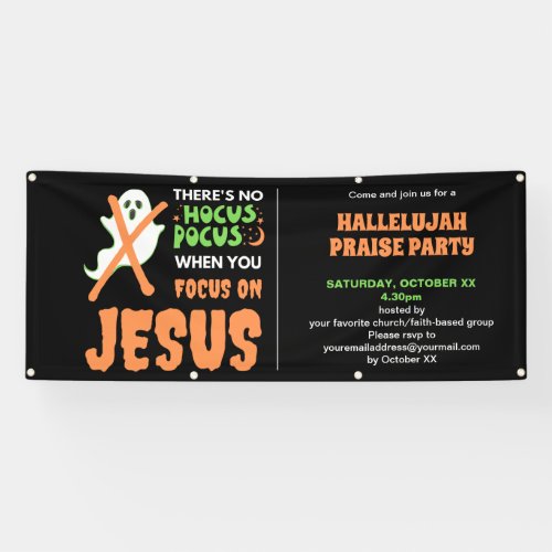 NO HOCUS POCUS Christian Halloween Invitation Banner