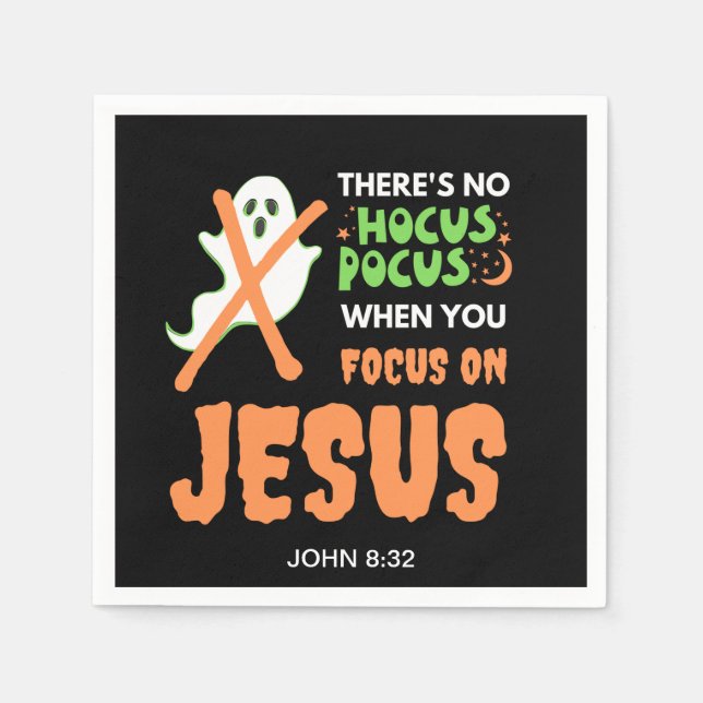 NO HOCUS POCUS Christian Halloween Paper Napkins (Front)