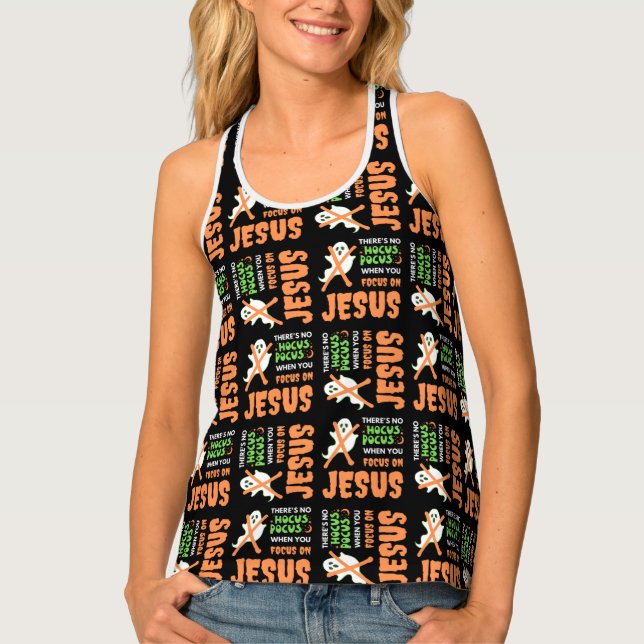 NO HOCUS POCUS Christian Halloween Tank Top (Front)