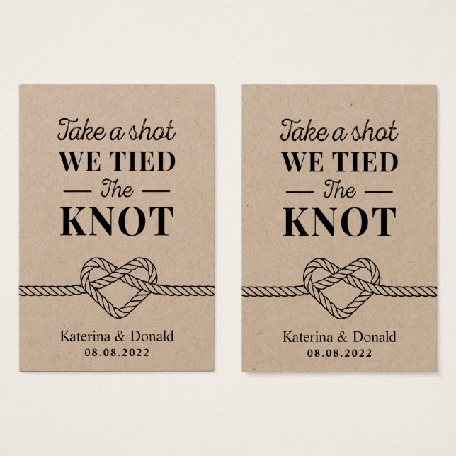  No Hole Take a Shot We Tied The Knot Kraft Tags (Front & Back)