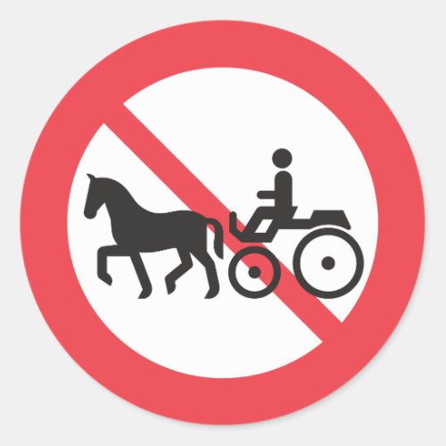 No Horse And Buggy Road Sign Classic Round Sticker
