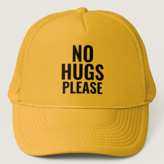 No Hugs Please - Yellow Black Social Distancing Trucker Hat