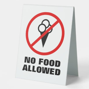 No ice cream allowed prohibited food symbol table tent