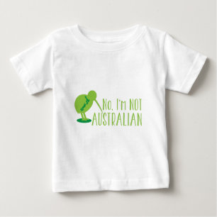 No, I'm NOT AUSTRALIAN (with kiwi bird and map) Baby T-Shirt