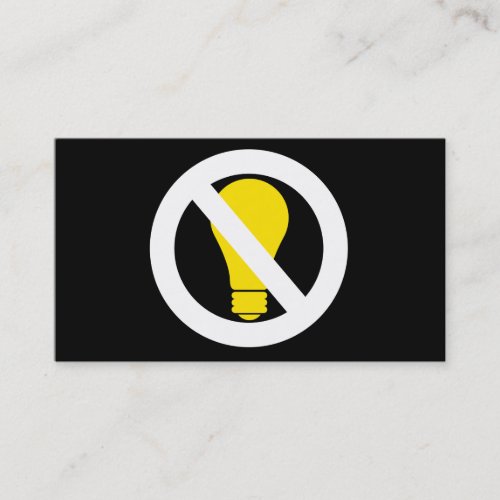 no incandescent bulbs business card