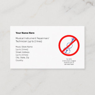 No Instrument-Shaped Objects Blue Violin II White Business Card