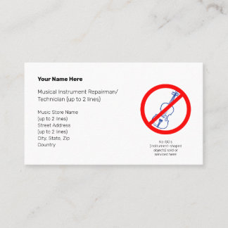 No Instrument-Shaped Objects Blue Violin II White Business Card
