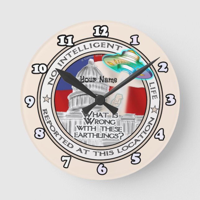 No Intelligent Life Scifi Political Clock (Front)