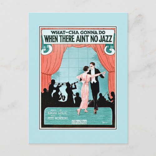 No Jazz 1920s jazz age vintage sheet music cover Postcard
