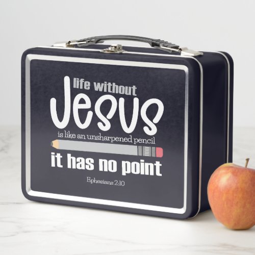 NO JESUS NO POINT Christian Faith Quote Black Metal Lunch Box