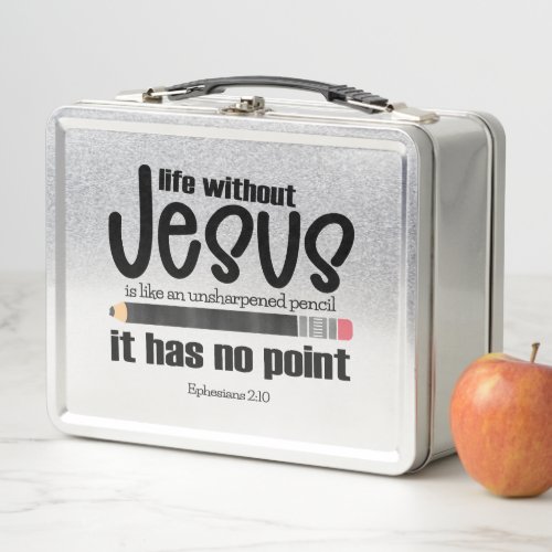 NO JESUS NO POINT Christian Faith Quote  Metal Lunch Box