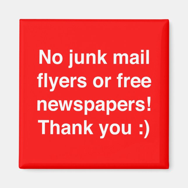 No junk mail - magnetic - sign! magnet (Front)