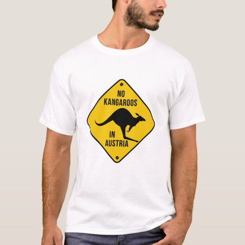 No Kangaroos In Austria Funny kangaroo Yellow Sign T_Shirt