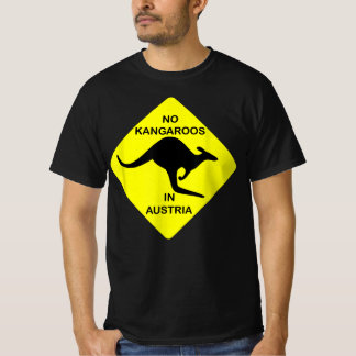 No Kangaroos In Austria Funny T-Shirt Yellow Sign