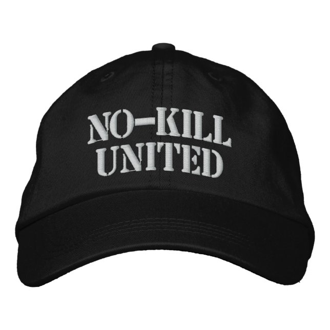 NO-KILL UNITED : HAT-WHT EMBROIDERED BASEBALL HAT (Front)