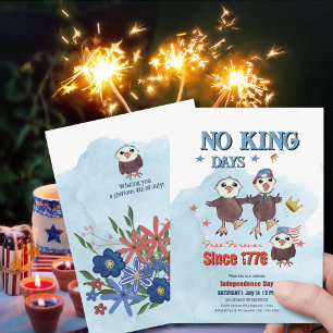 "No King Days" Patriotic Eagle Photo Back Invitation