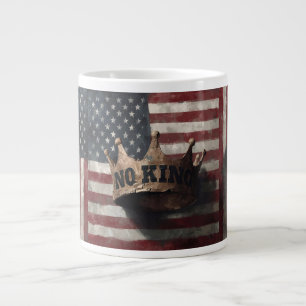 No King – Distressed Crown with American Flag Giant Coffee Mug