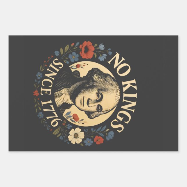 No King Since 1776 American Democracy Protest  Wrapping Paper Sheets (Front)