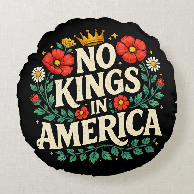 No Kings America Round Pillow (Front)