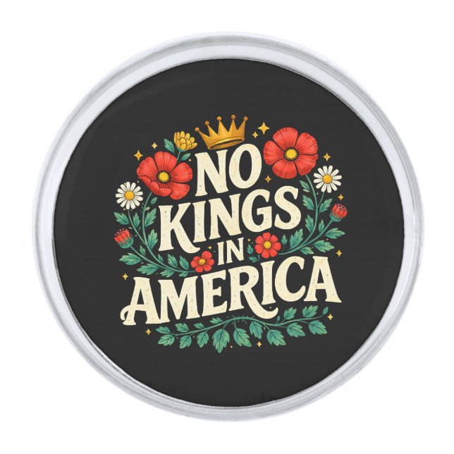 No Kings America Silver Finish Lapel Pin (Front)