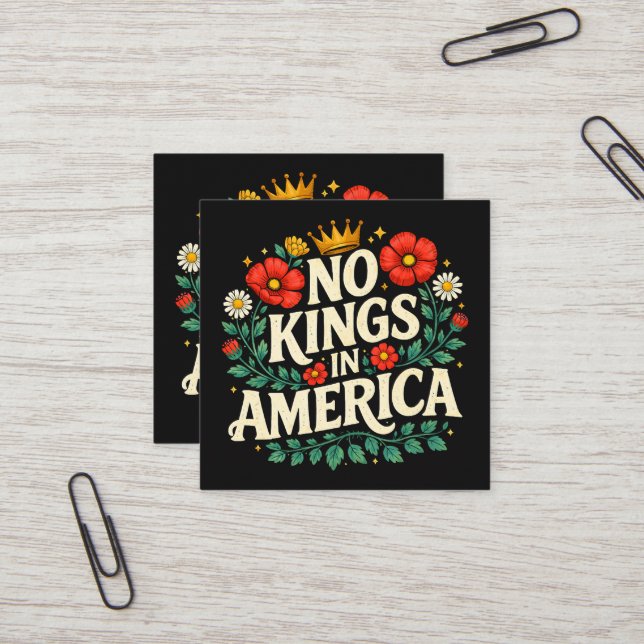 No Kings America Square Business Card (Front/Back In Situ)