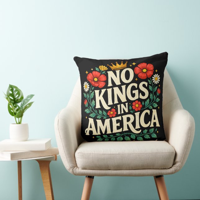 No Kings America Throw Pillow (Chair)