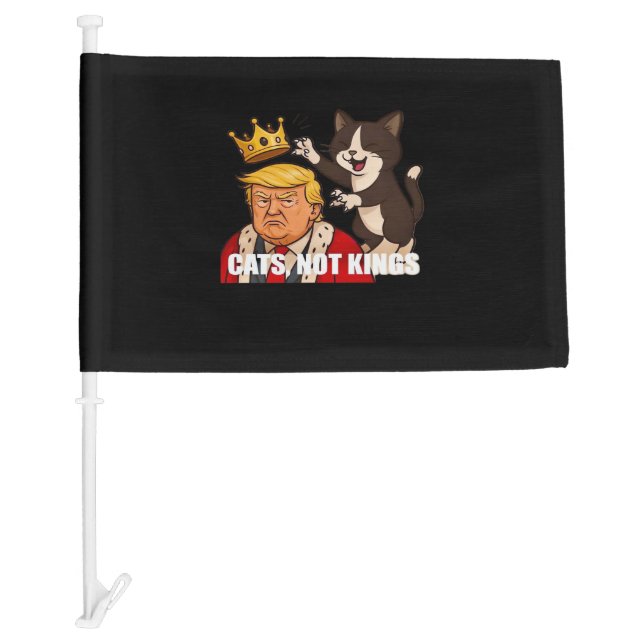 No Kings Anti Cats Funny Classic Style Car Flag (Front)