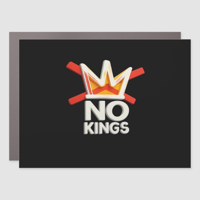 No Kings Anti Minimal Clean Design Car Magnet (Front)